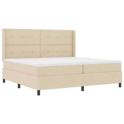 Letto a Sorgente LED con testiera Crema 200 x 200 cm Tessuto | homemem39