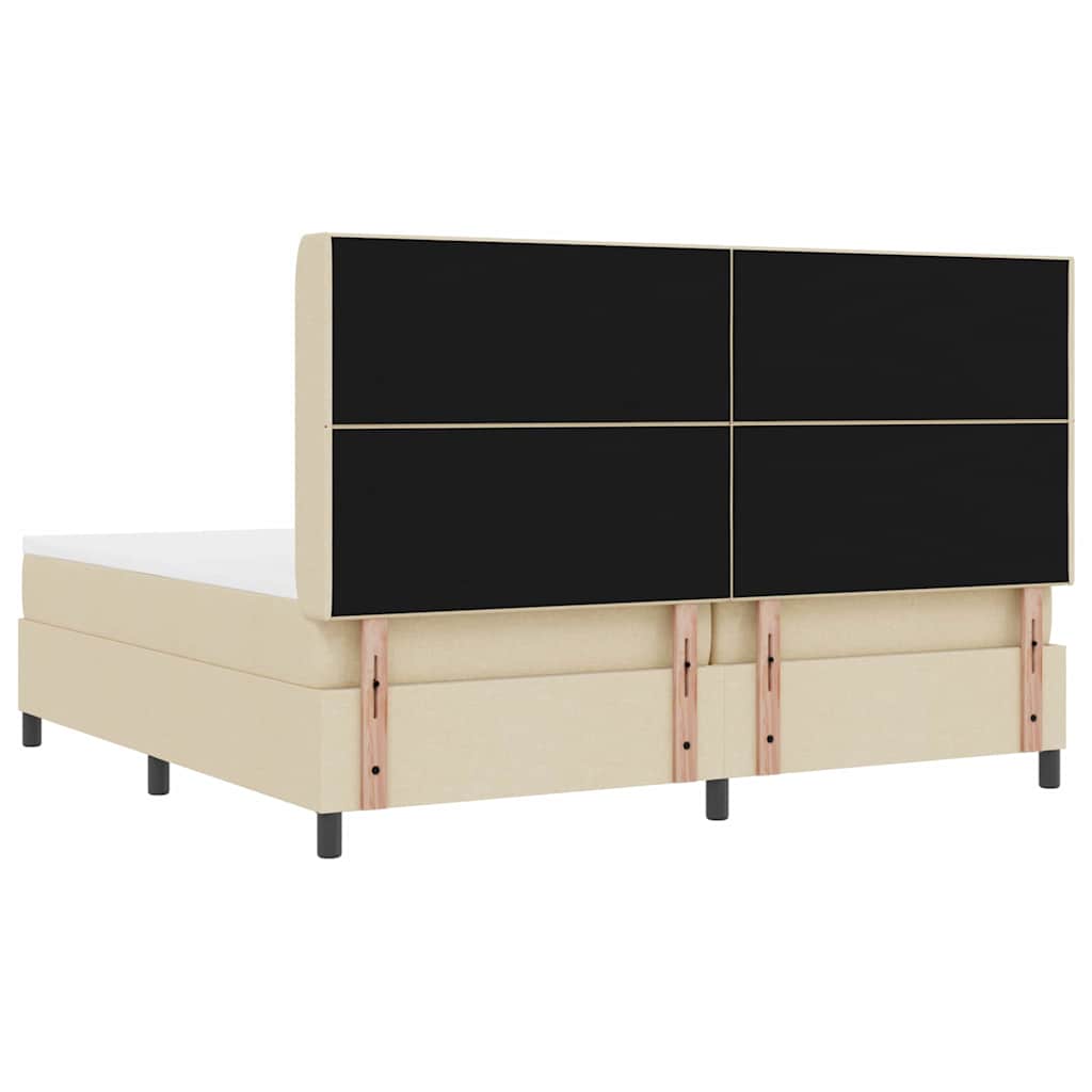 Letto a Sorgente LED con testiera Crema 200 x 200 cm Tessuto | homemem39