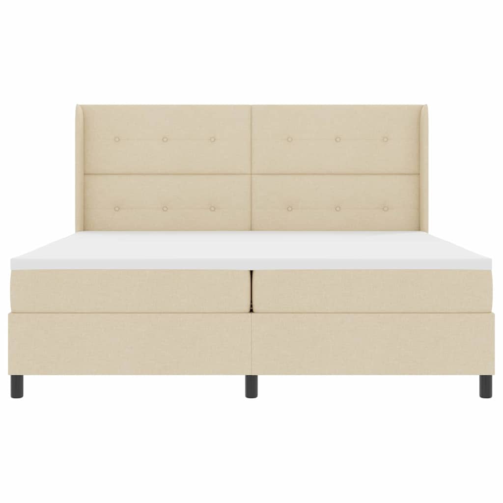 Letto a Sorgente LED con testiera Crema 200 x 200 cm Tessuto | homemem39
