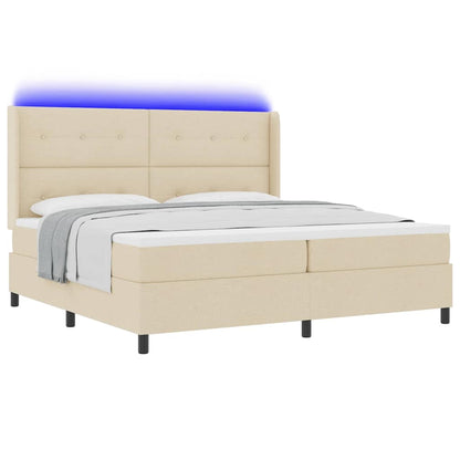 Letto a Sorgente LED con testiera Crema 200 x 200 cm Tessuto | homemem39
