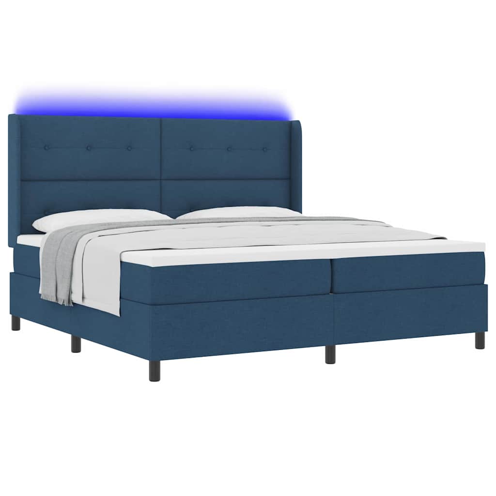 Letto a Sorgente LED con testiera Blu 200 x 200 cm Tessuto | homemem39