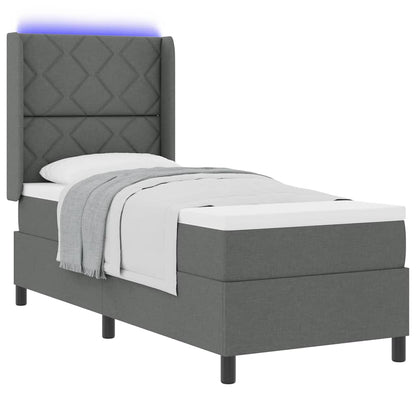Letto a Sorgente LED Grigio scuro 80 x 200 cm Tessuto | homemem39