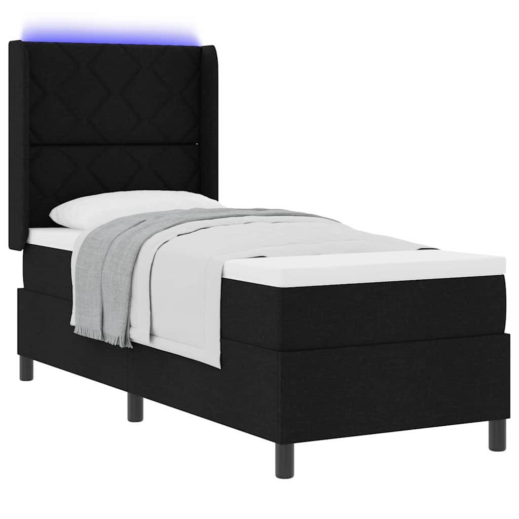 Letto a Sorgente LED con testiera Nero 80 x 200 cm Tessuto | homemem39