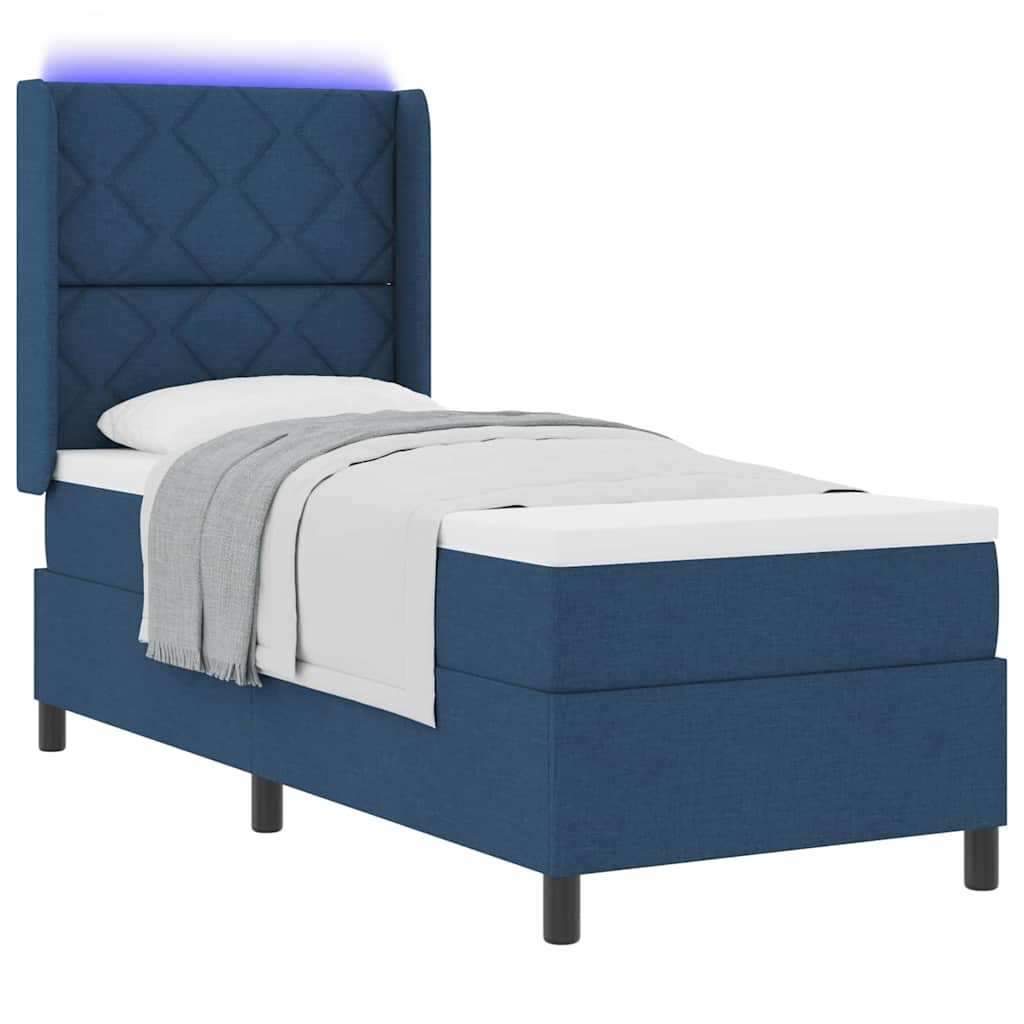 Letto a Sorgente LED con testiera Blu 80 x 200 cm Tessuto | homemem39