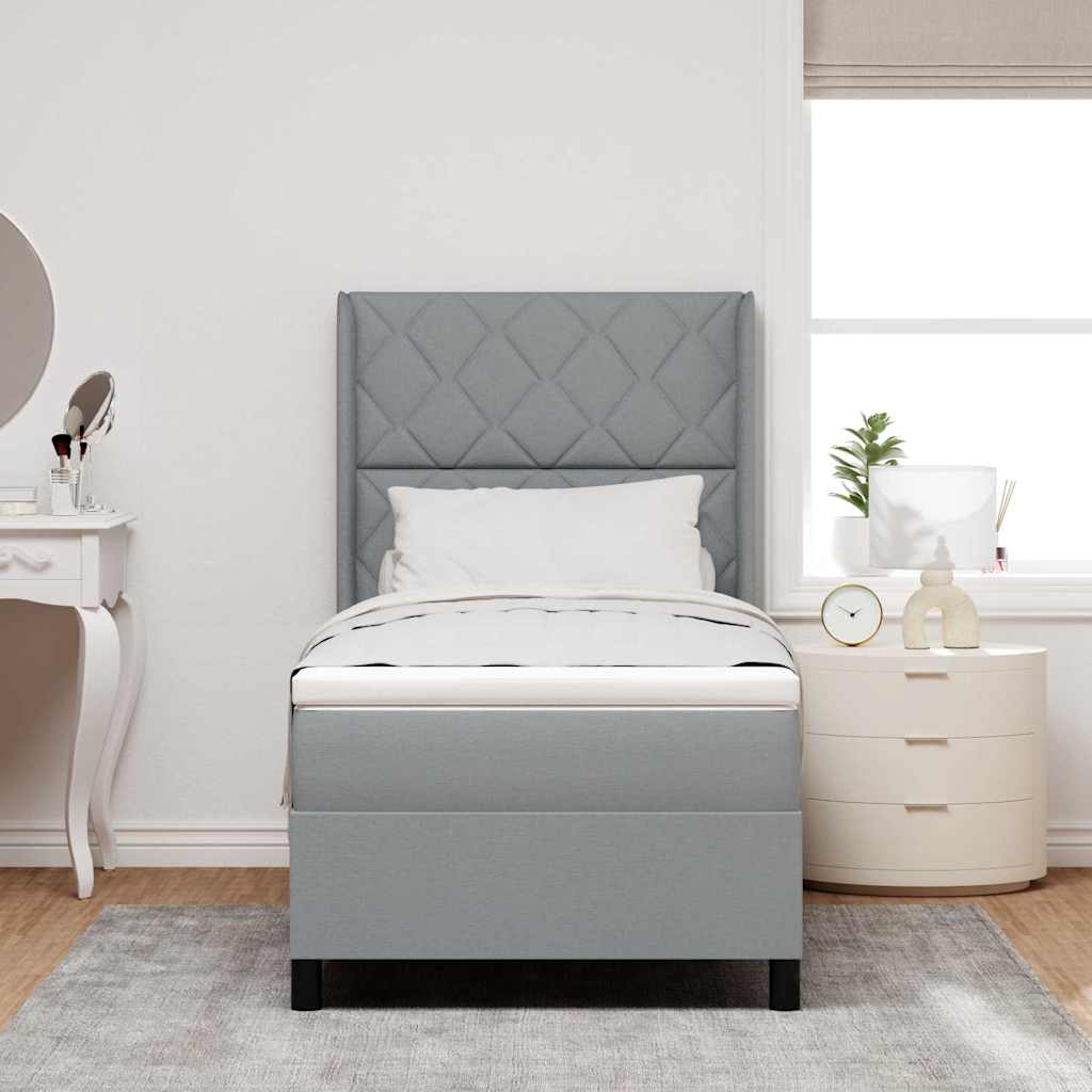 Letto a Sorgente LED Grigio chiaro 100 x 200 cm Tessuto