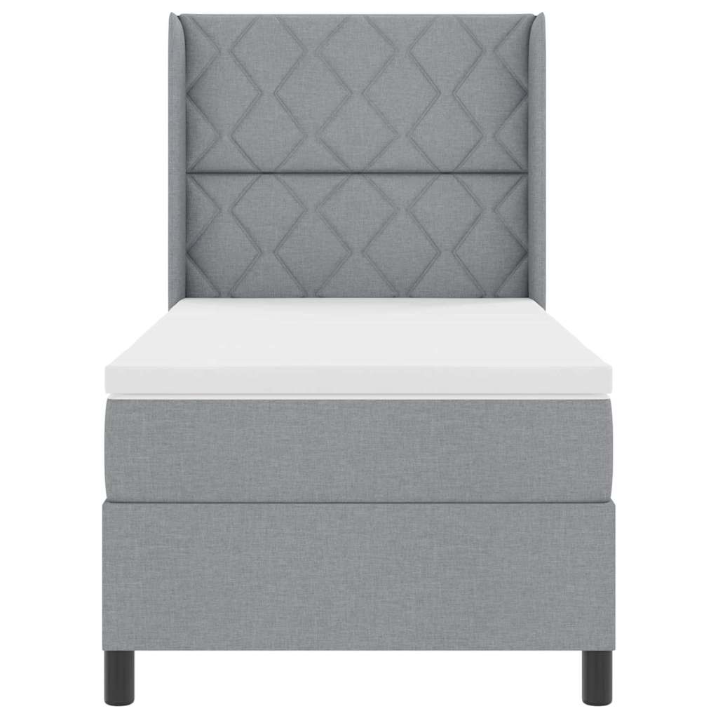 Letto a Sorgente LED Grigio chiaro 100 x 200 cm Tessuto