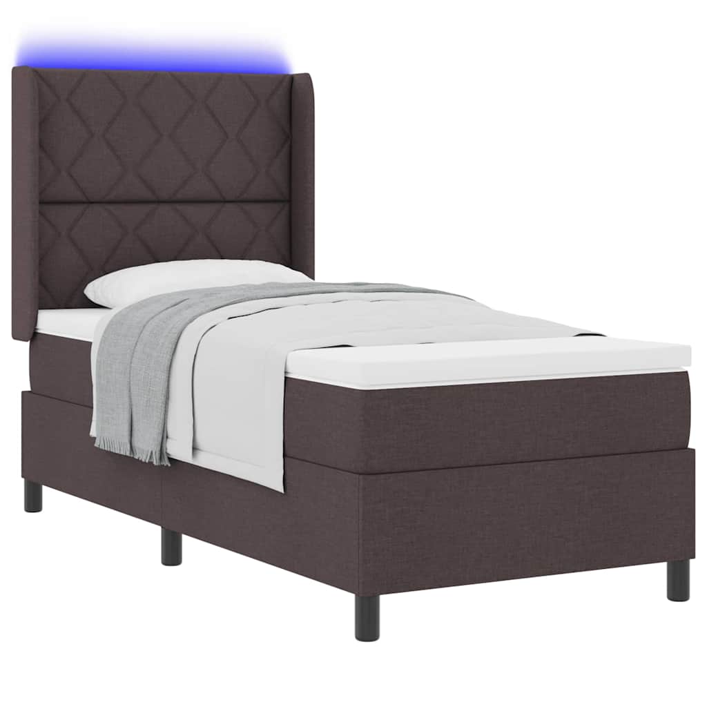 Letto a Sorgente LED Marrone Scuro 100 x 200 cm Tessuto | homemem39