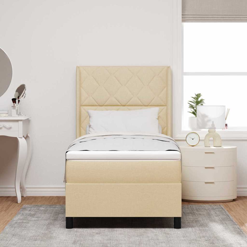 Letto a Sorgente LED con testiera Crema 100 x 200 cm Tessuto | homemem39