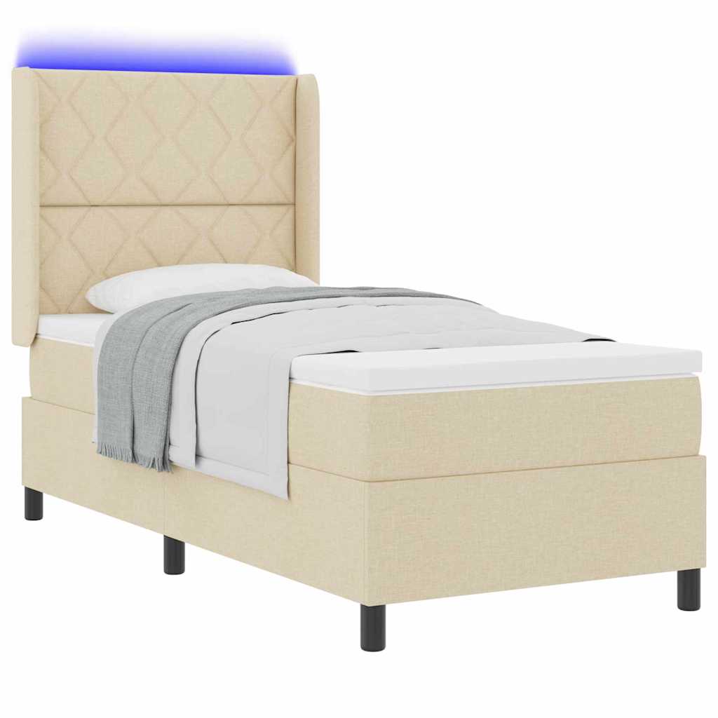 Letto a Sorgente LED con testiera Crema 100 x 200 cm Tessuto | homemem39