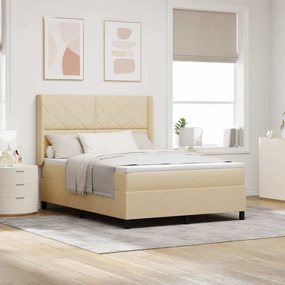 Letto a Sorgente LED con testiera Crema 140 x 190 cm Tessuto | homemem39