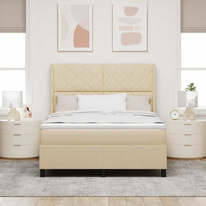Letto a Sorgente LED con testiera Crema 140 x 190 cm Tessuto | homemem39