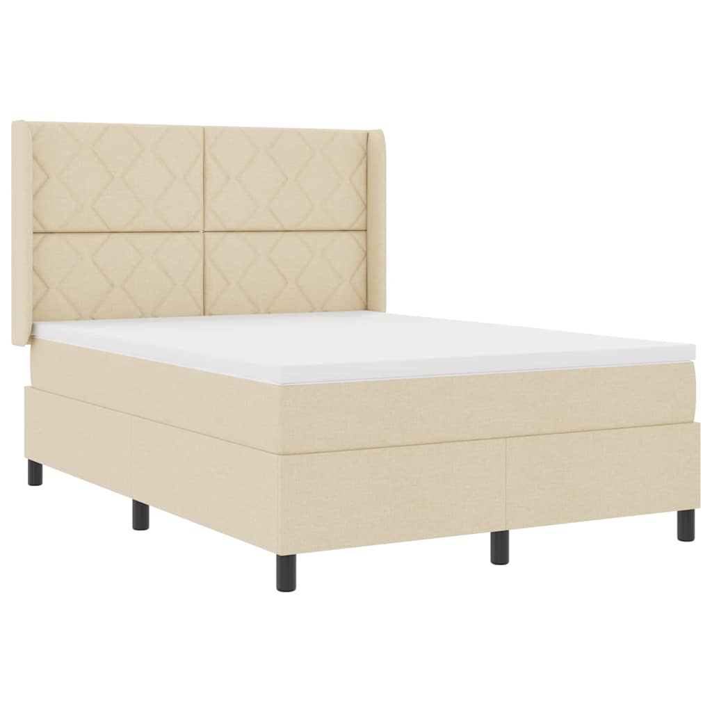 Letto a Sorgente LED con testiera Crema 140 x 190 cm Tessuto | homemem39