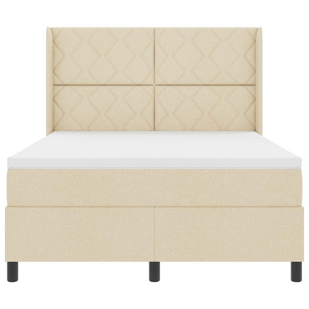 Letto a Sorgente LED con testiera Crema 140 x 190 cm Tessuto | homemem39