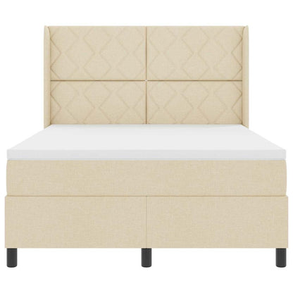 Letto a Sorgente LED con testiera Crema 140 x 190 cm Tessuto | homemem39