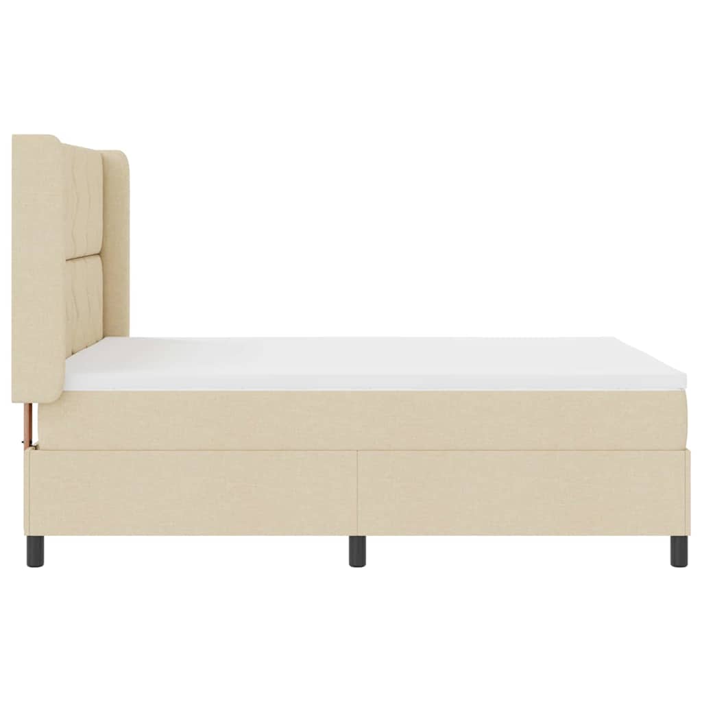 Letto a Sorgente LED con testiera Crema 140 x 190 cm Tessuto | homemem39