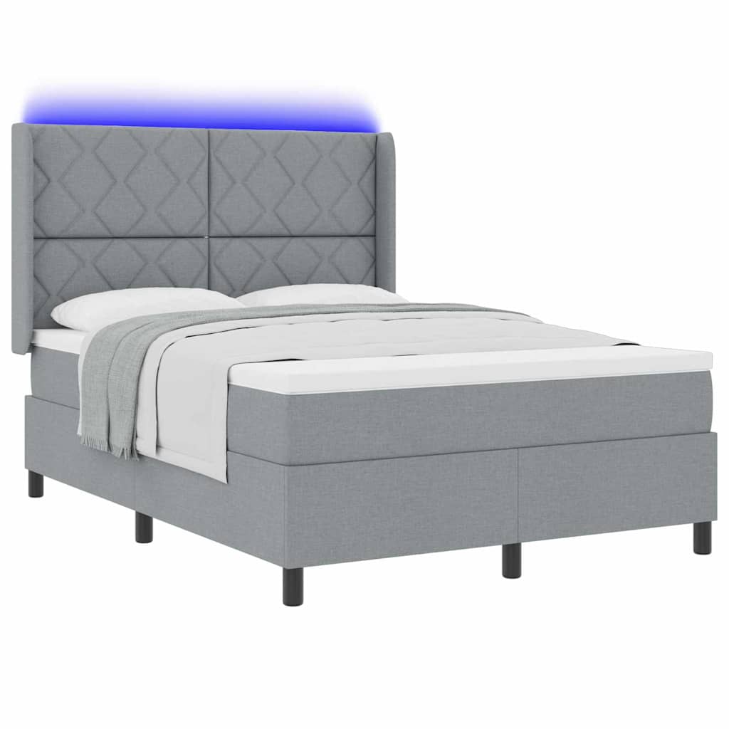Letto a Sorgente LED Grigio chiaro 140 x 200 cm Tessuto | homemem39