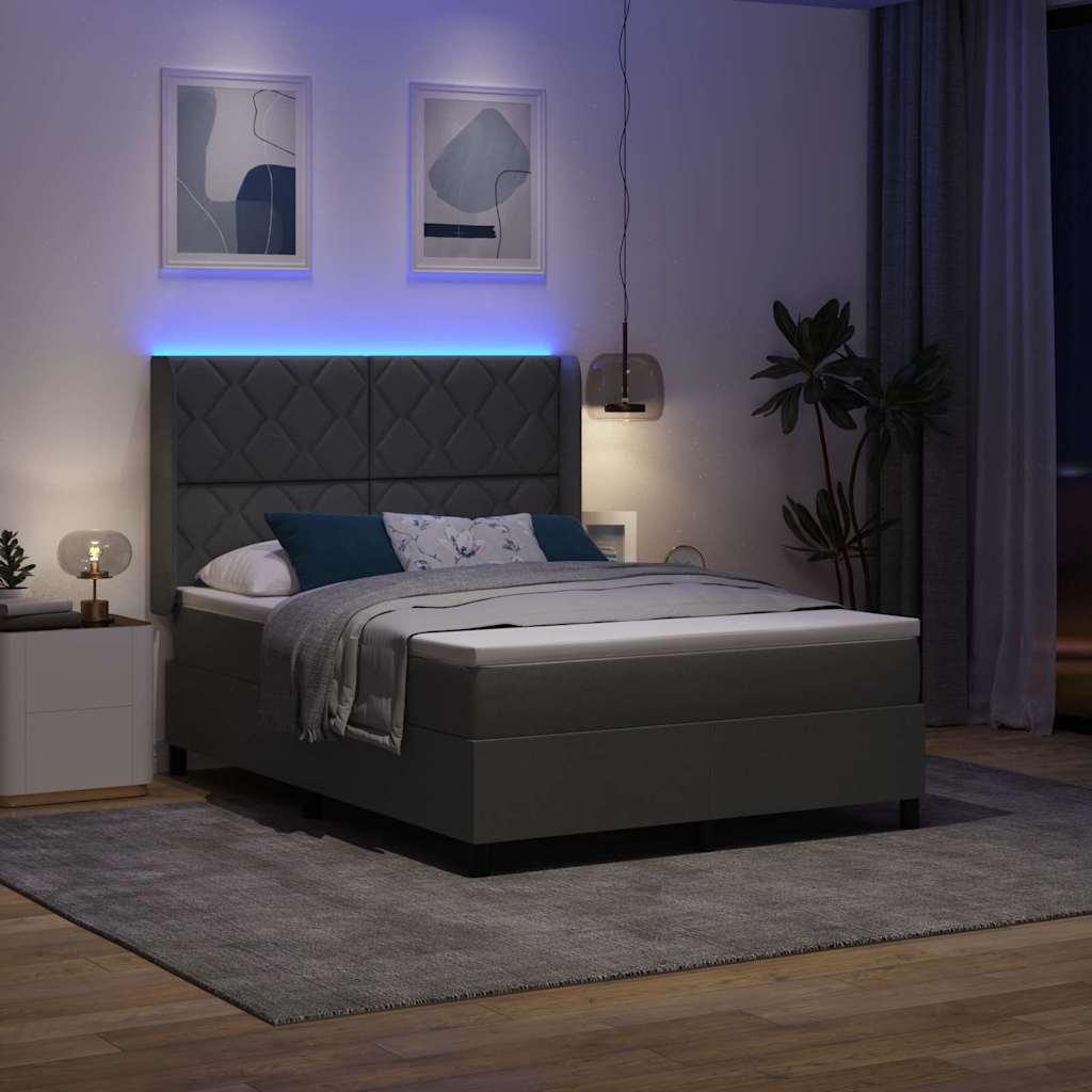 Letto a Sorgente LED Grigio scuro 160 x 200 cm Tessuto | homemem39