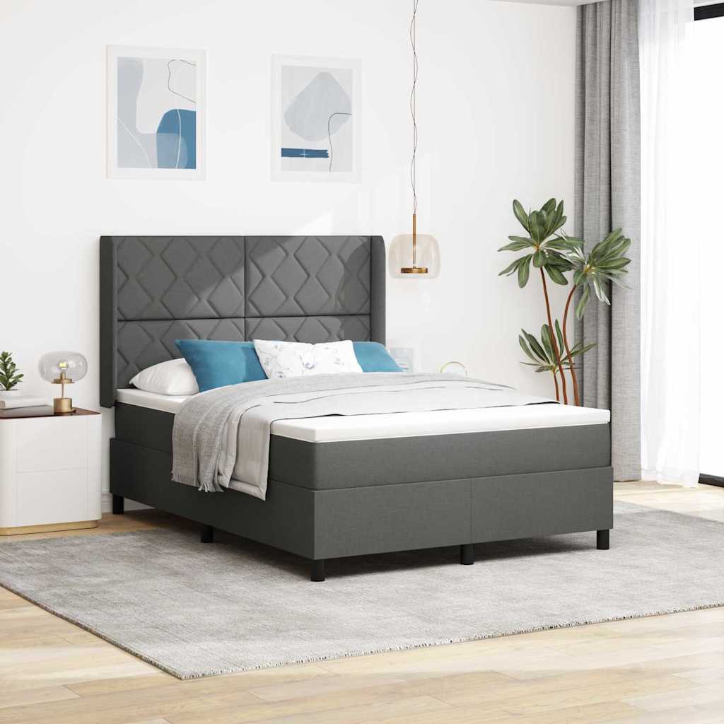 Letto a Sorgente LED Grigio scuro 160 x 200 cm Tessuto | homemem39