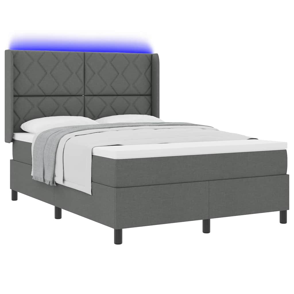 Letto a Sorgente LED Grigio scuro 160 x 200 cm Tessuto | homemem39