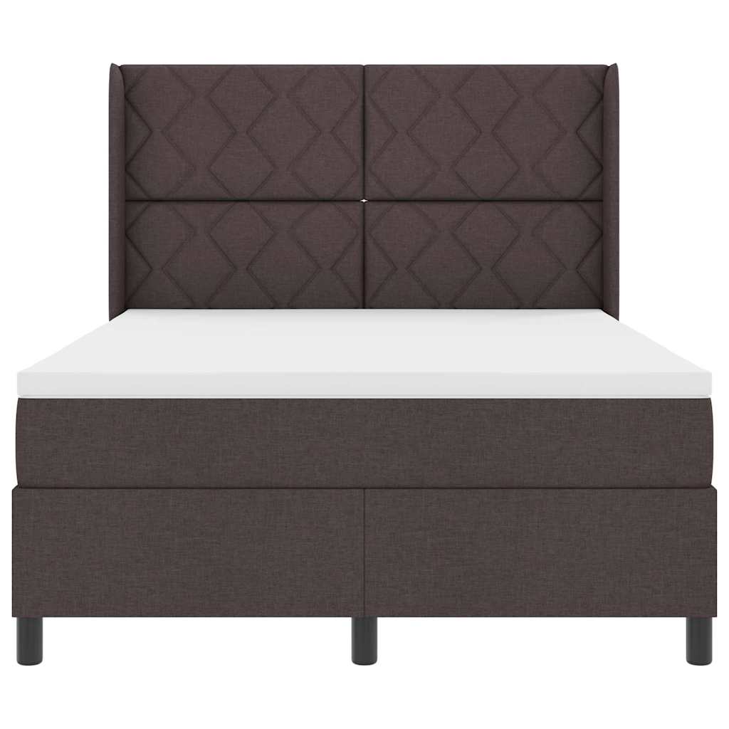 Letto a Sorgente LED Marrone Scuro 160 x 200 cm Tessuto