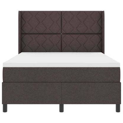 Letto a Sorgente LED Marrone Scuro 160 x 200 cm Tessuto