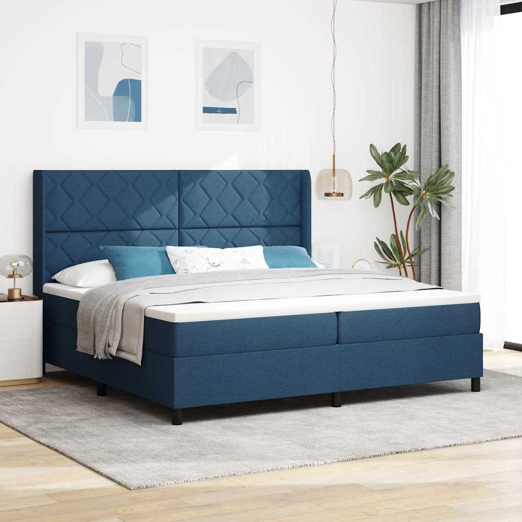Letto a Sorgente LED con testiera Blu 200 x 200 cm Tessuto | homemem39