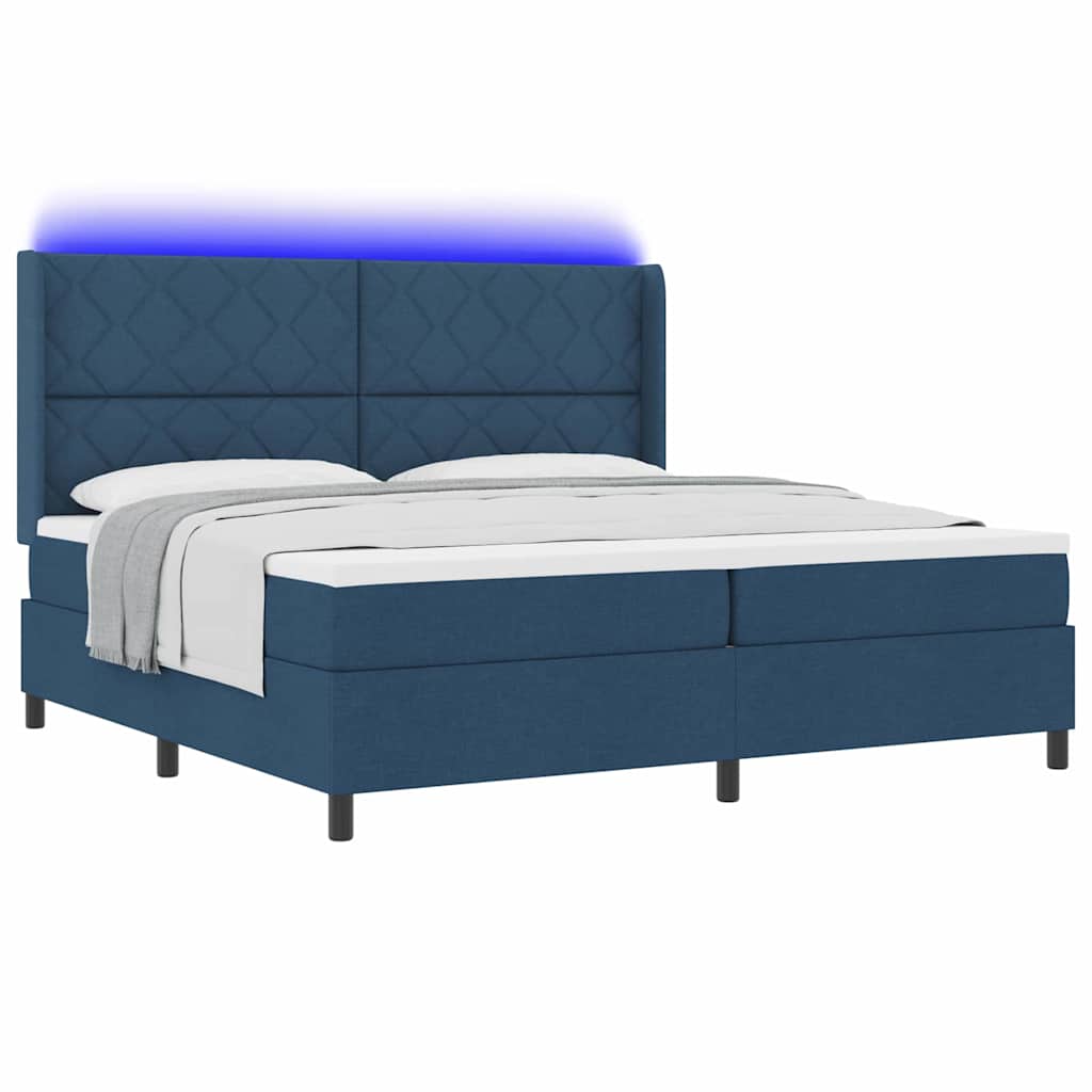 Letto a Sorgente LED con testiera Blu 200 x 200 cm Tessuto | homemem39