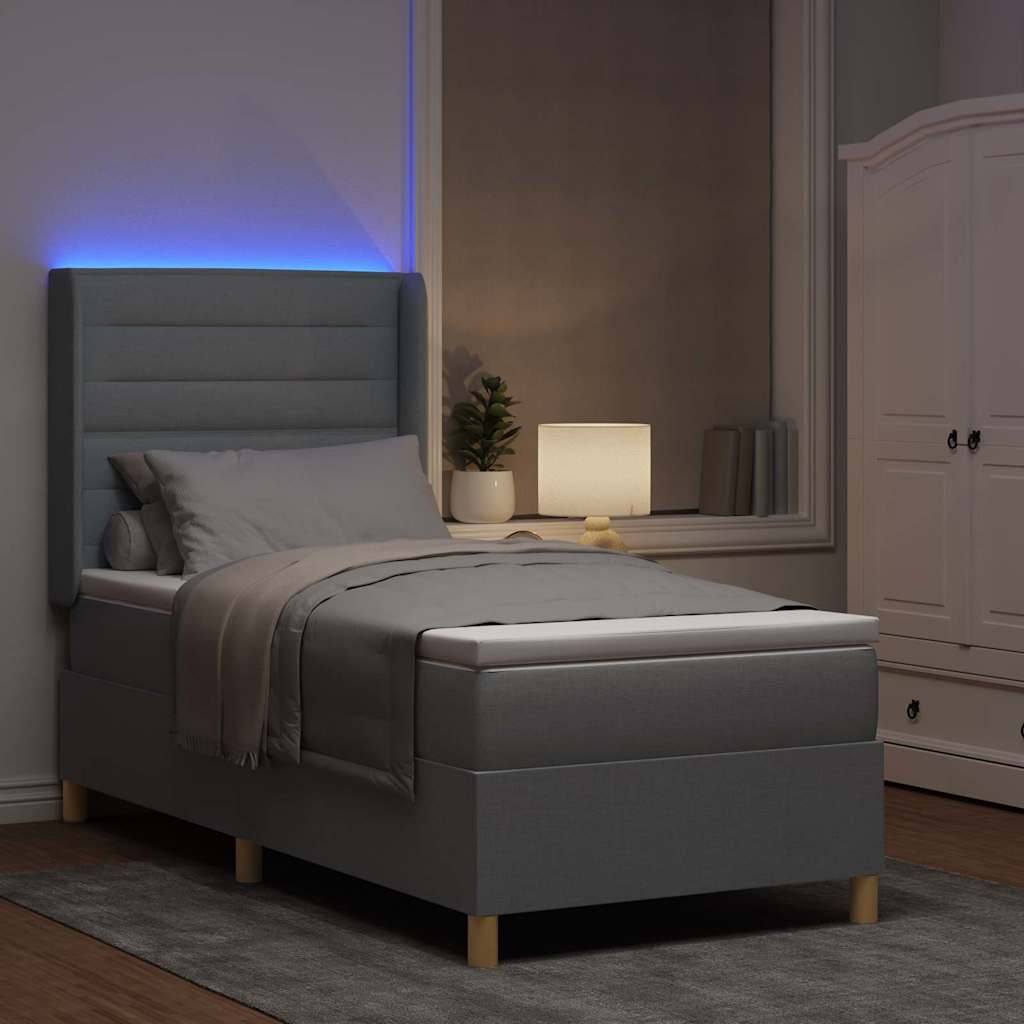 Letto a molle con strisce LED Grigio chiaro 80 x 200 cm Tessuto | homemem39