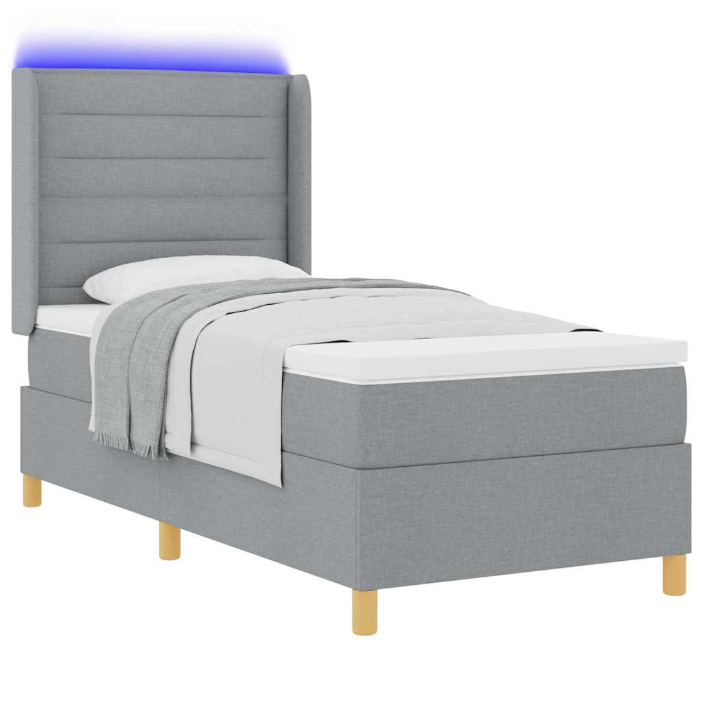 Letto a molle con strisce LED Grigio chiaro 80 x 200 cm Tessuto | homemem39