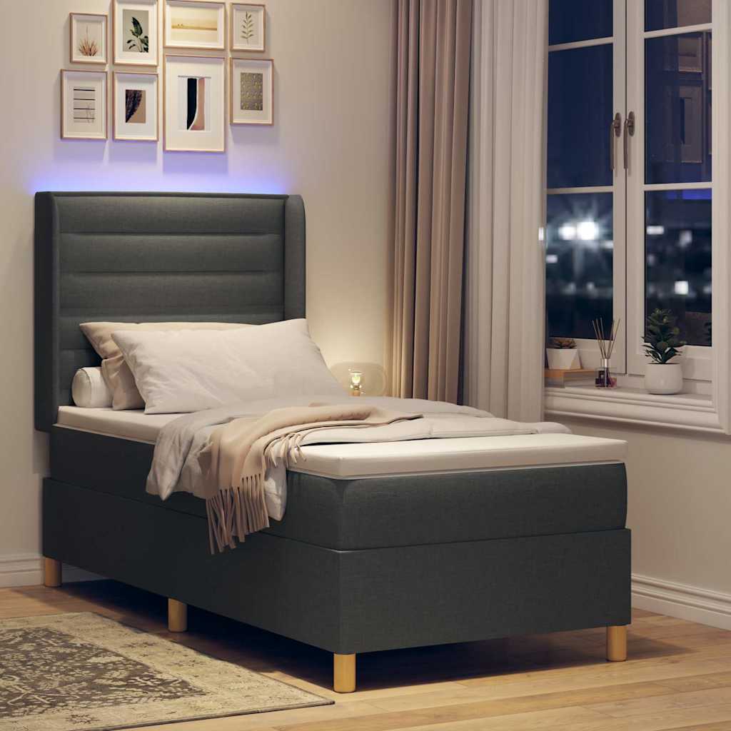Letto a molle con strisce LED Grigio 80 x 200 cm Tessuto | homemem39