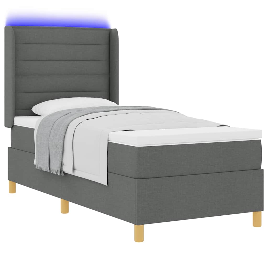 Letto a molle con strisce LED Grigio 80 x 200 cm Tessuto | homemem39