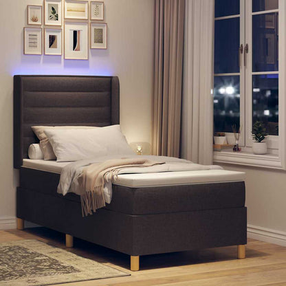 Letto a molle con strisce LED Marrone 90 x 190 cm Tessuto | homemem39