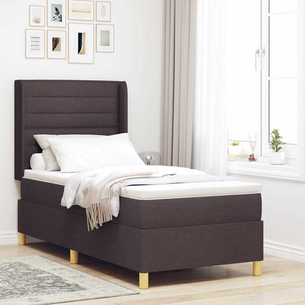 Letto a molle con strisce LED Marrone 90 x 190 cm Tessuto | homemem39