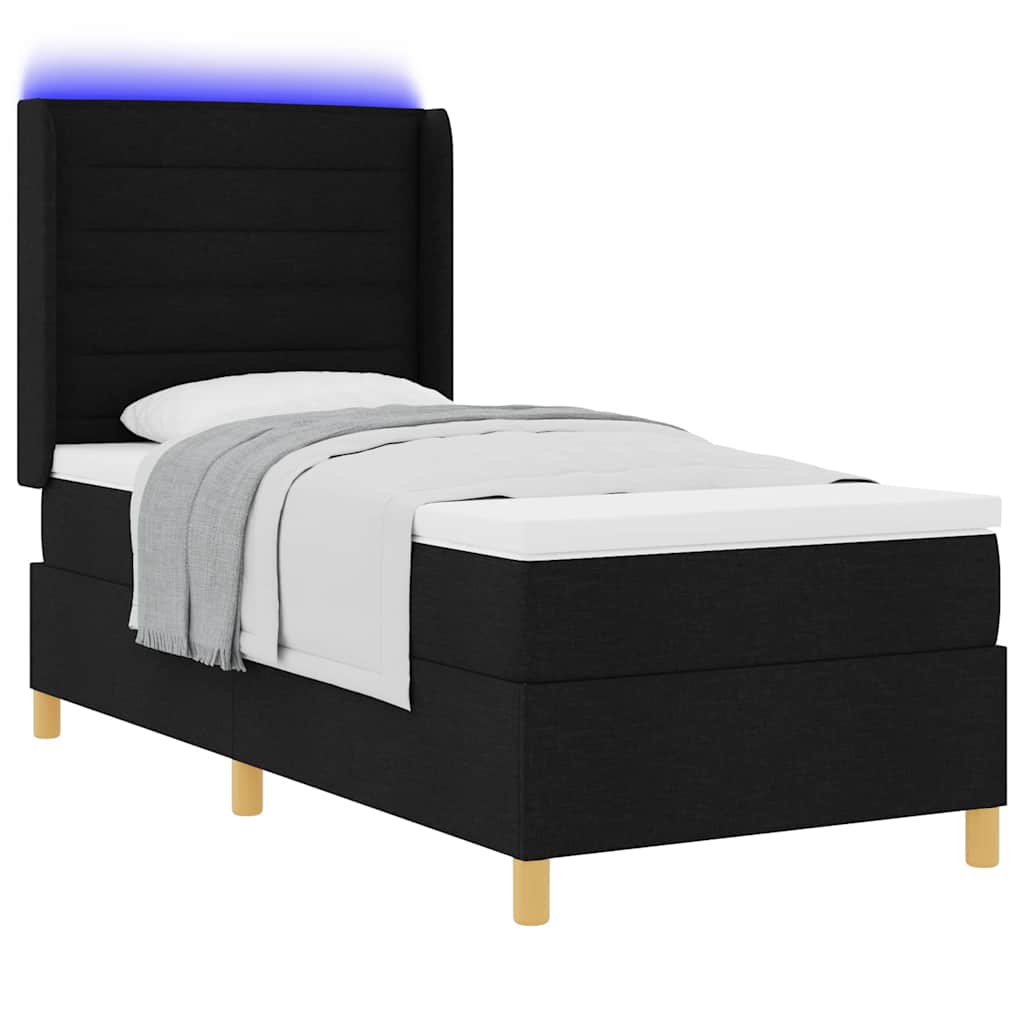 Letto a molle con strisce LED Nero 90 x 200 cm Tessuto | homemem39