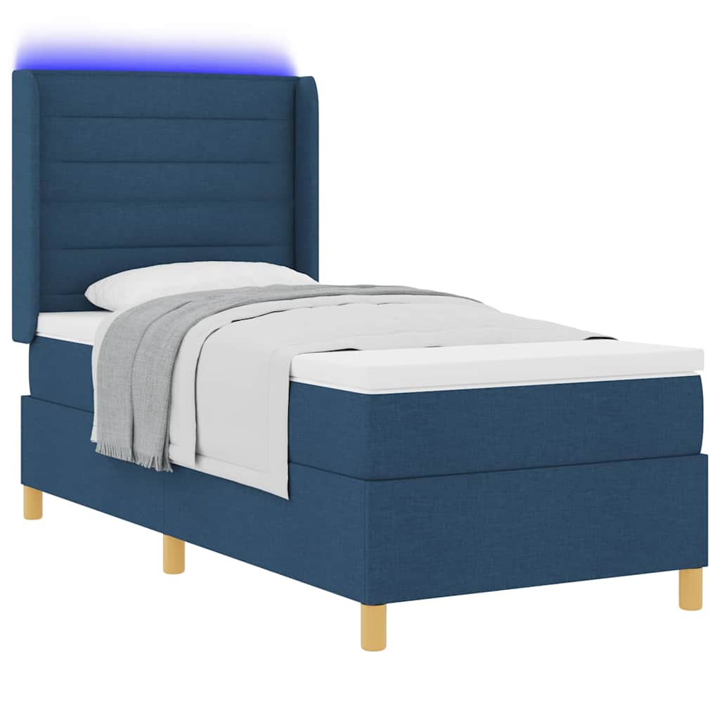 Letto a molle con strisce LED Blu 90 x 200 cm Tessuto | homemem39