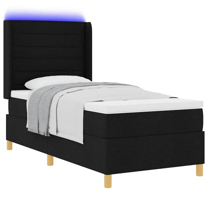 Letto a molle con strisce LED Nero 100 x 200 cm Tessuto | homemem39