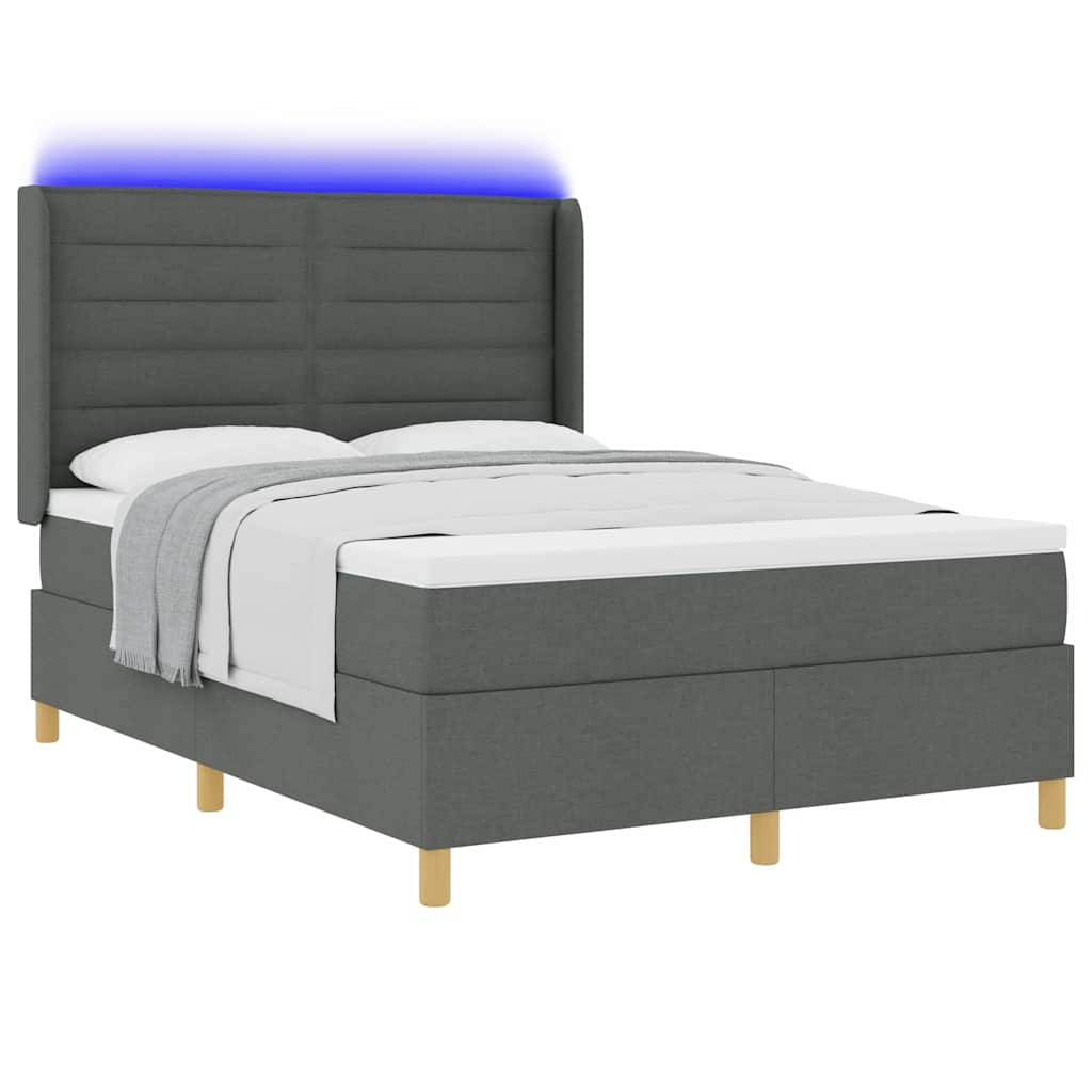Letto a molle con strisce LED Grigio 140 x 190 cm Tessuto | homemem39