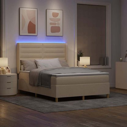 Letto a molle con strisce LED Crema 140 x 190 cm Tessuto | homemem39