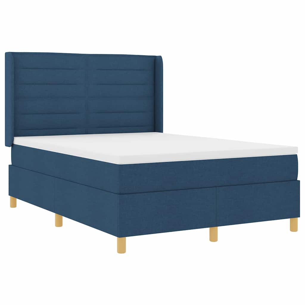 Letto a molle con materasso Blu 140 x 190 cm Tessuto