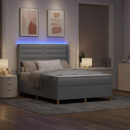 Letto a molle con testiera Grigio chiaro 160 x 200 cm Tessuto | homemem39