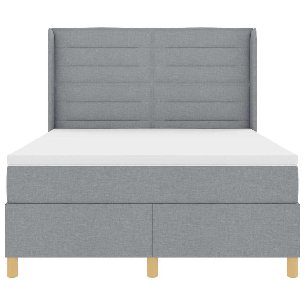 Letto a molle con testiera Grigio chiaro 160 x 200 cm Tessuto | homemem39