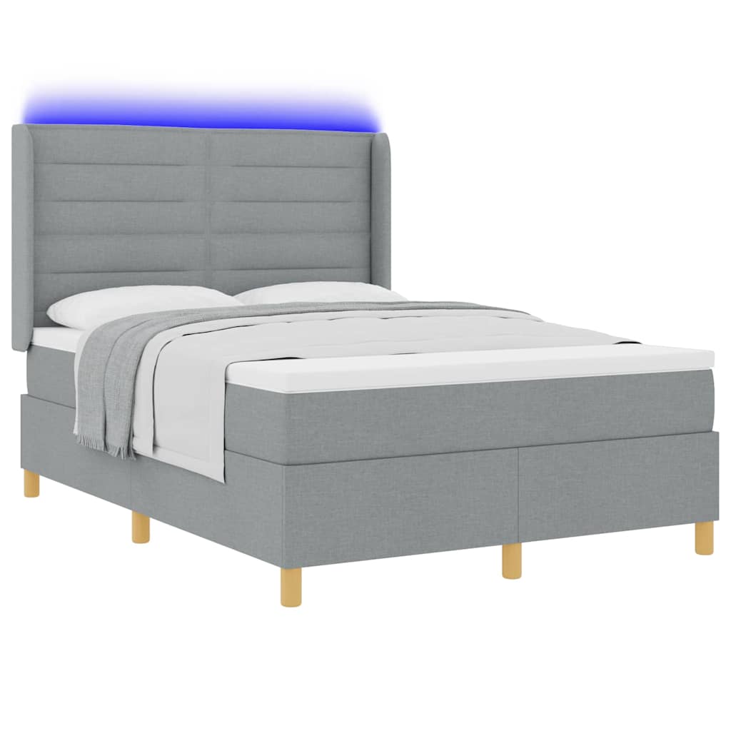 Letto a molle con testiera Grigio chiaro 160 x 200 cm Tessuto | homemem39
