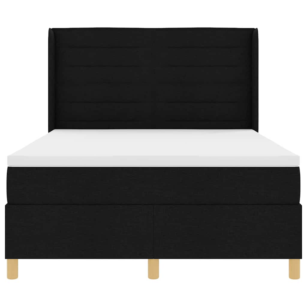 Letto a molle con materasso Nero 140 x 200 cm Tessuto