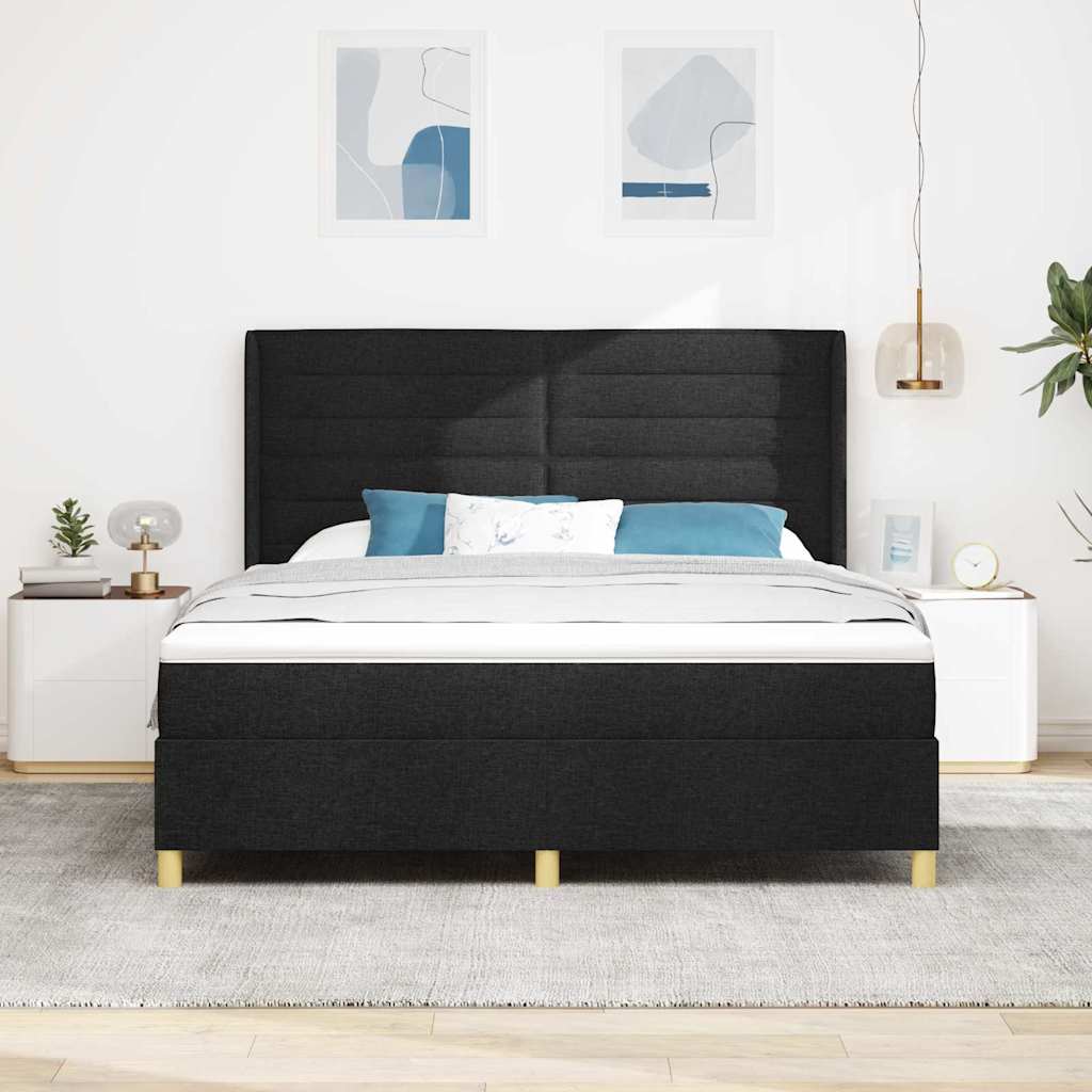 Letto a molle con strisce LED Nero 180 x 200 cm Tessuto | homemem39
