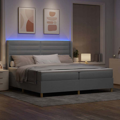 Letto a molle con testiera Grigio chiaro 200 x 200 cm Tessuto | homemem39