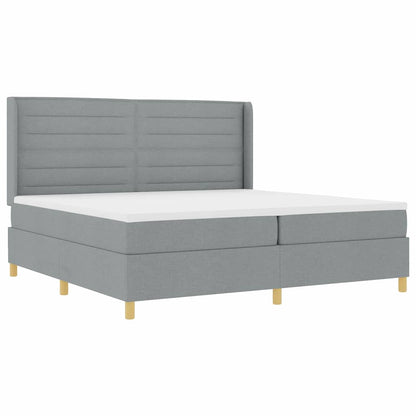 Letto a molle con testiera Grigio chiaro 200 x 200 cm Tessuto | homemem39