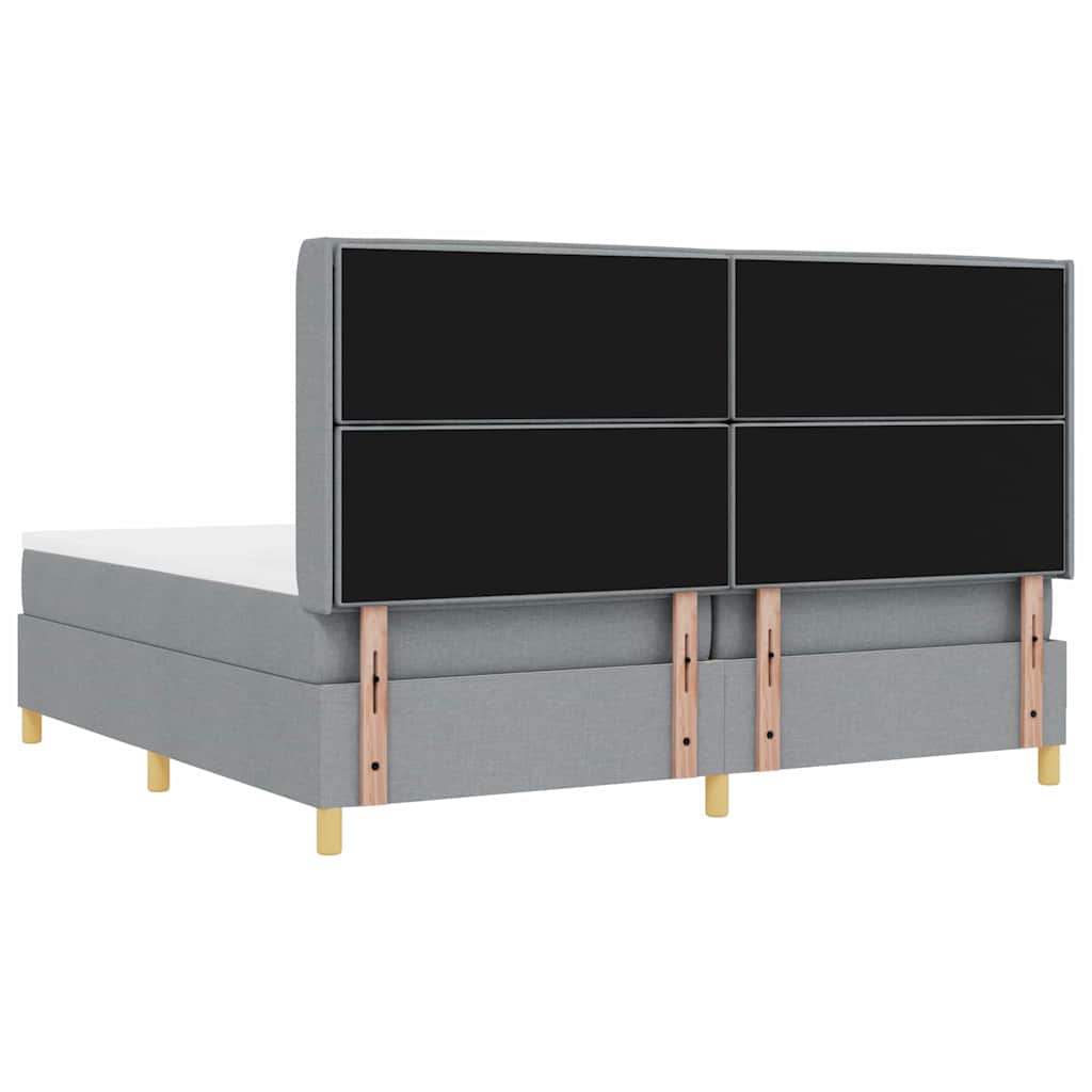 Letto a molle con testiera Grigio chiaro 200 x 200 cm Tessuto | homemem39