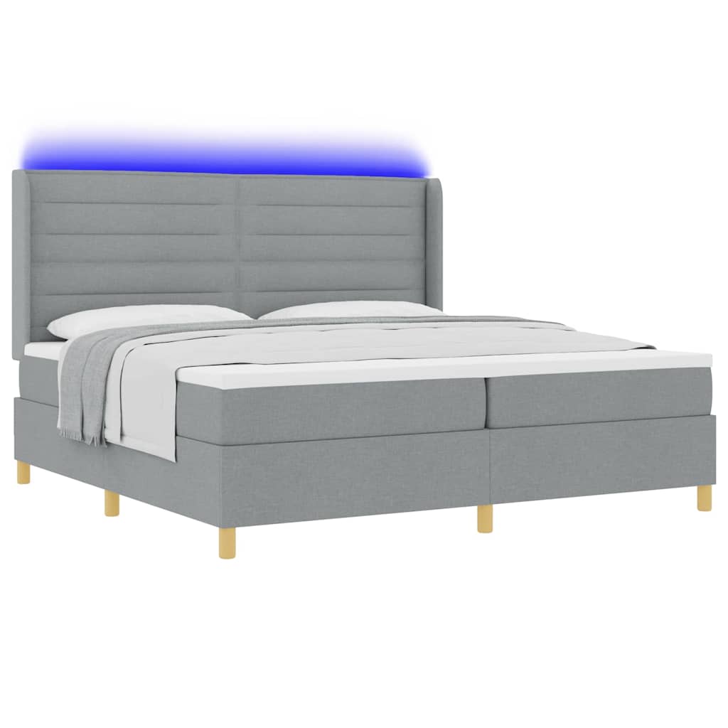 Letto a molle con testiera Grigio chiaro 200 x 200 cm Tessuto | homemem39