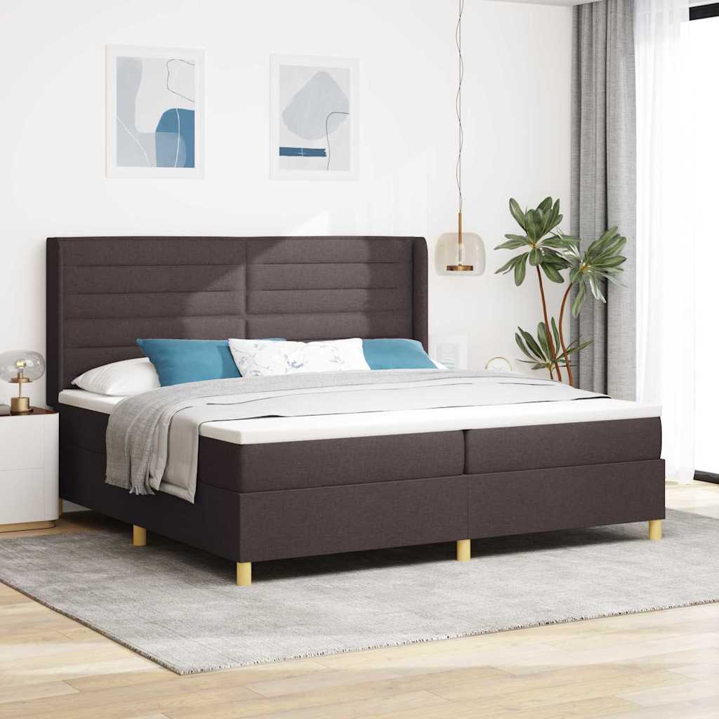 Letto a molle con materasso Marrone 200 x 200 cm Tessuto | homemem39
