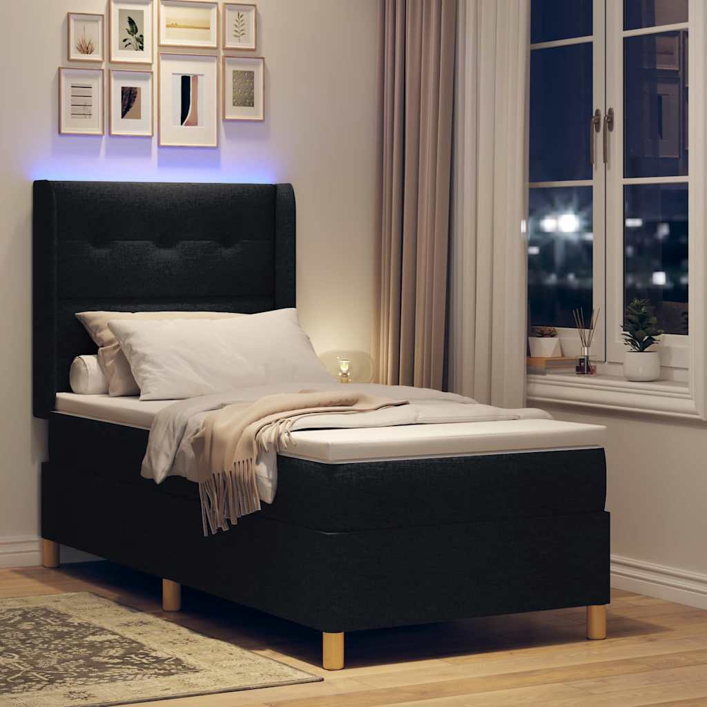 Letto a molle con strisce LED Nero 80 x 200 cm Tessuto | homemem39